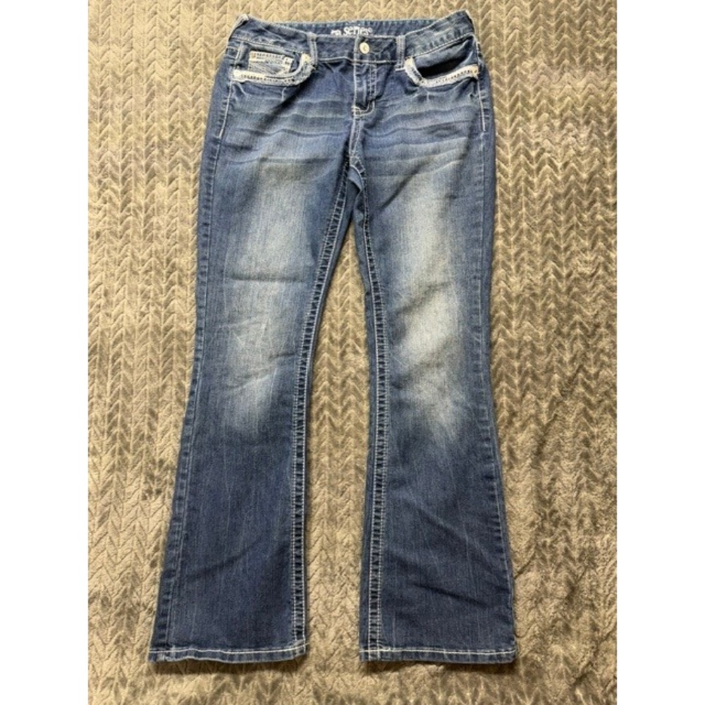 Series 31 Short & Sexy Women  Flare Jeans Rhinestone Pockets Size 9 0436